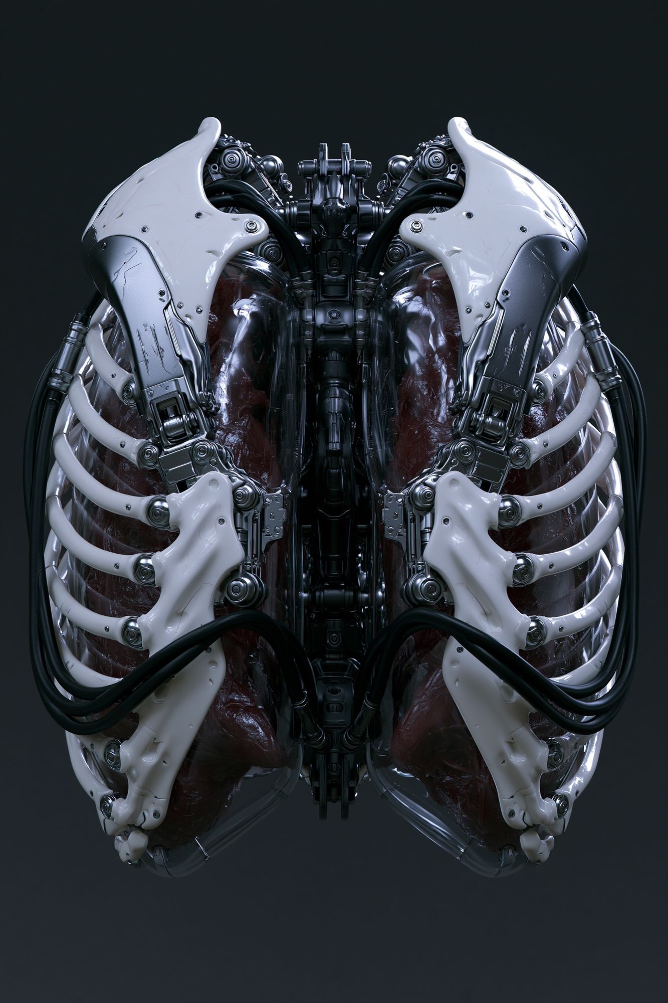 Cybernetic Ribcage Illustration Poster. poster — illustration art