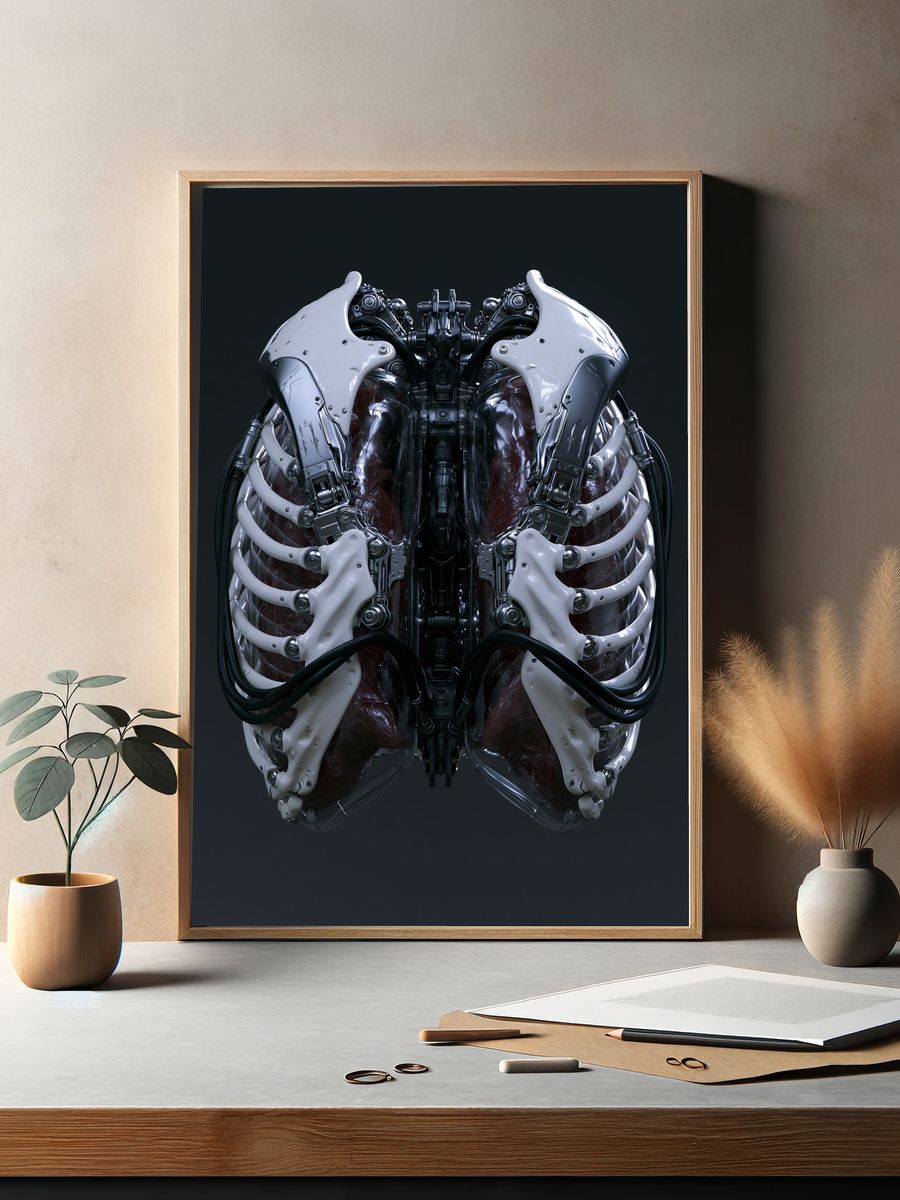 Cybernetic Ribcage Illustration Poster. — room view 2