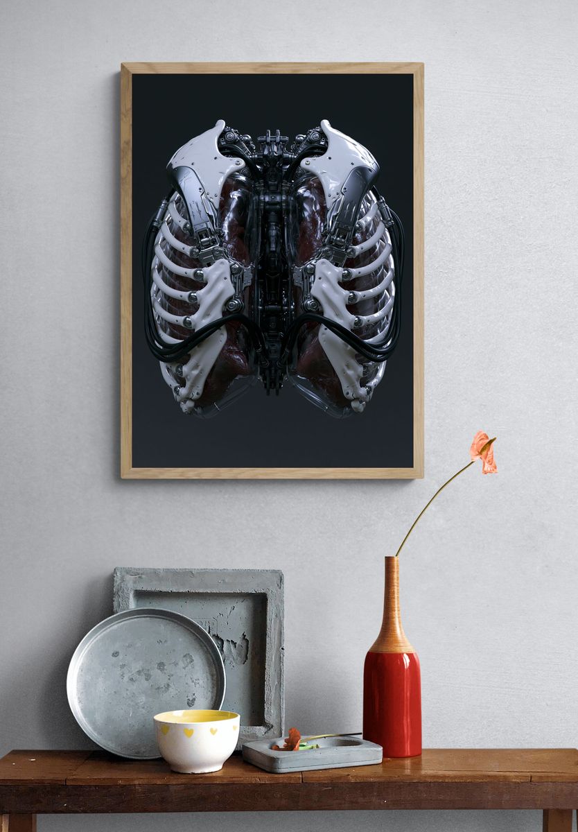 Cybernetic Ribcage Illustration Poster. — room view 3