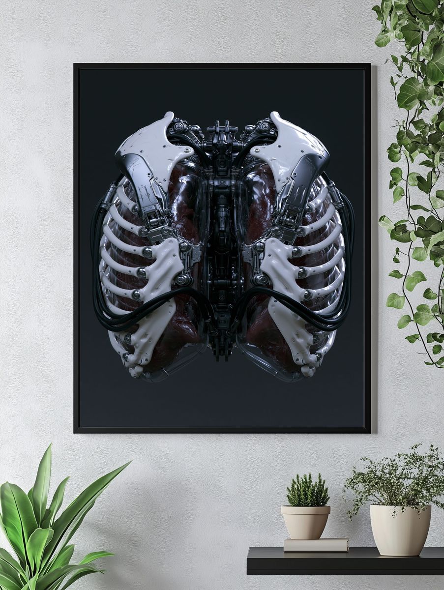 Cybernetic Ribcage Illustration Poster. — room view 4