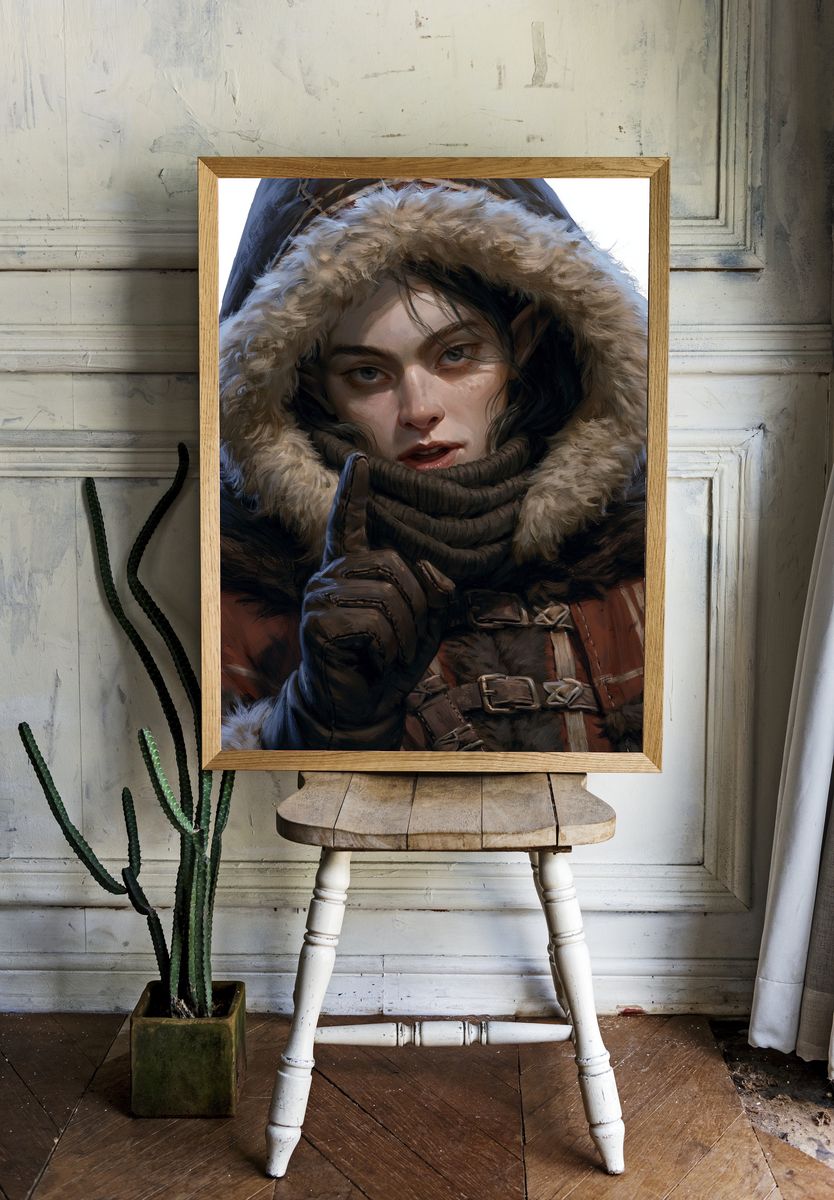 Fur-Clad Portrait Illustration Poster. room preview