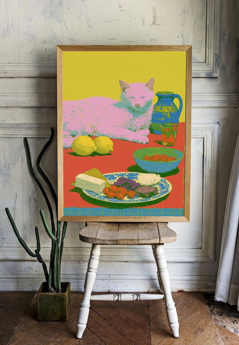 Pop Art Cat Still Life Poster. — room view 1