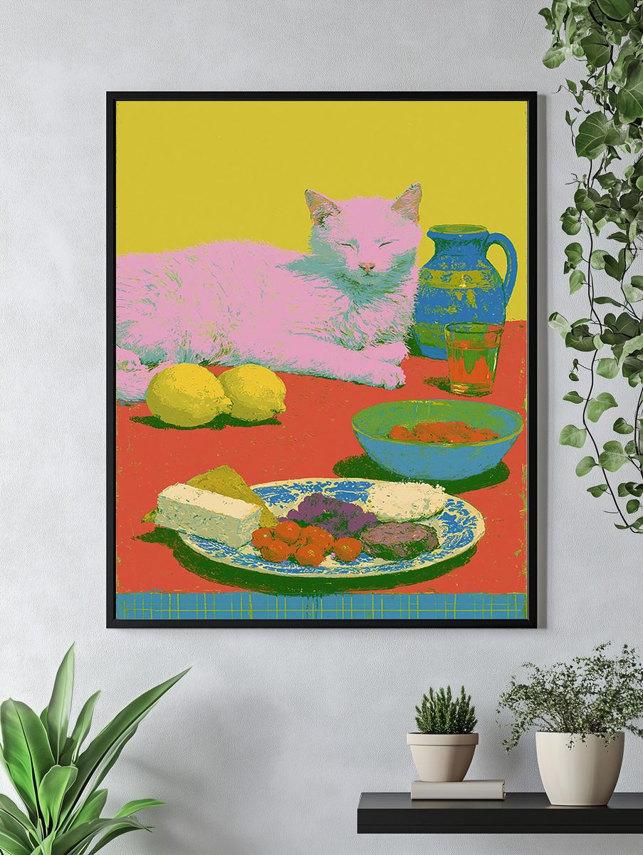 Pop Art Cat Still Life Poster. — room view 4