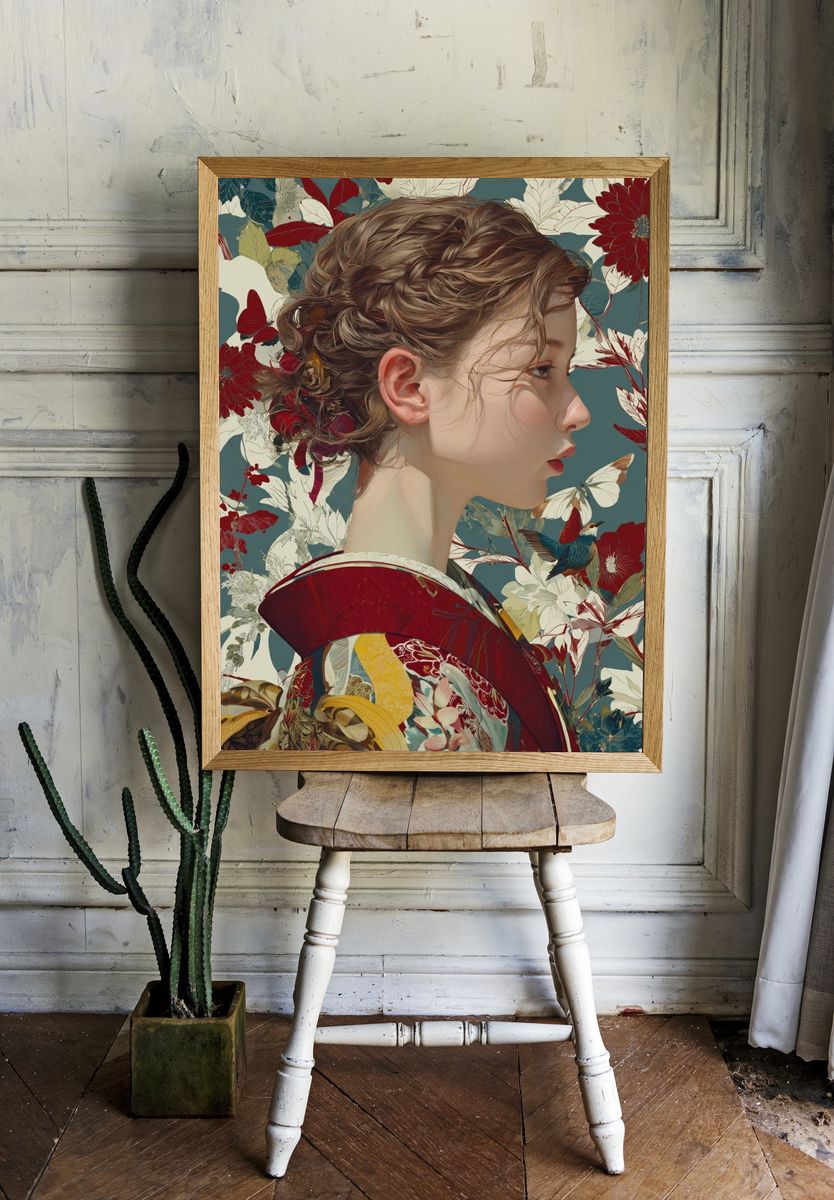 Floral Portrait Illustration Poster. room preview