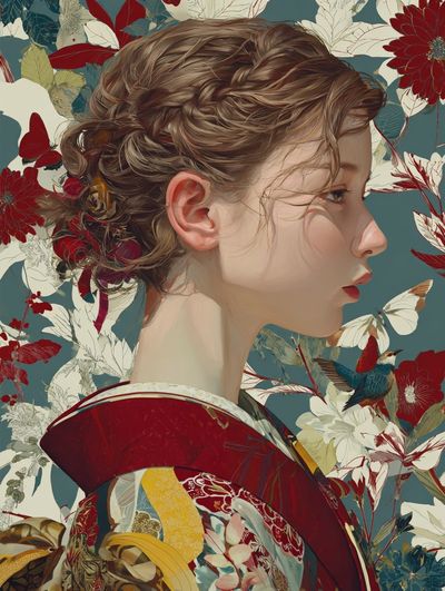 Floral Portrait Illustration Poster. poster print