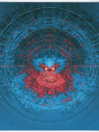 Cyber Owl Bloom Poster. poster