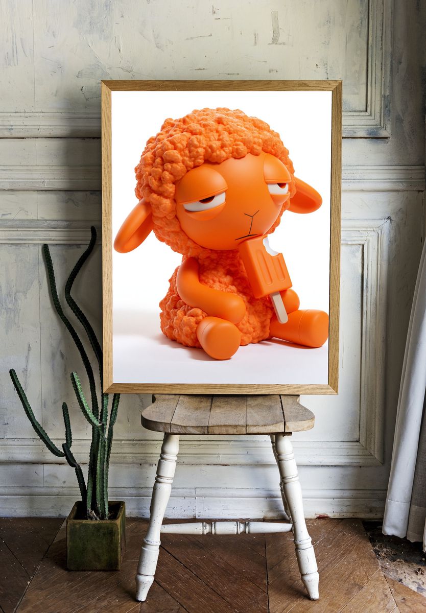 Orange Sheep Character Illustration Poster. — room view 1