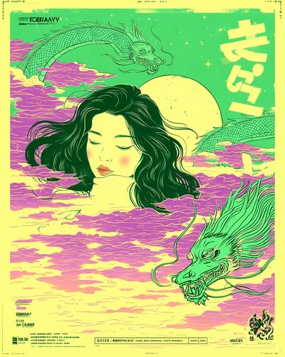 Dreamy Dragon Moon Poster. poster