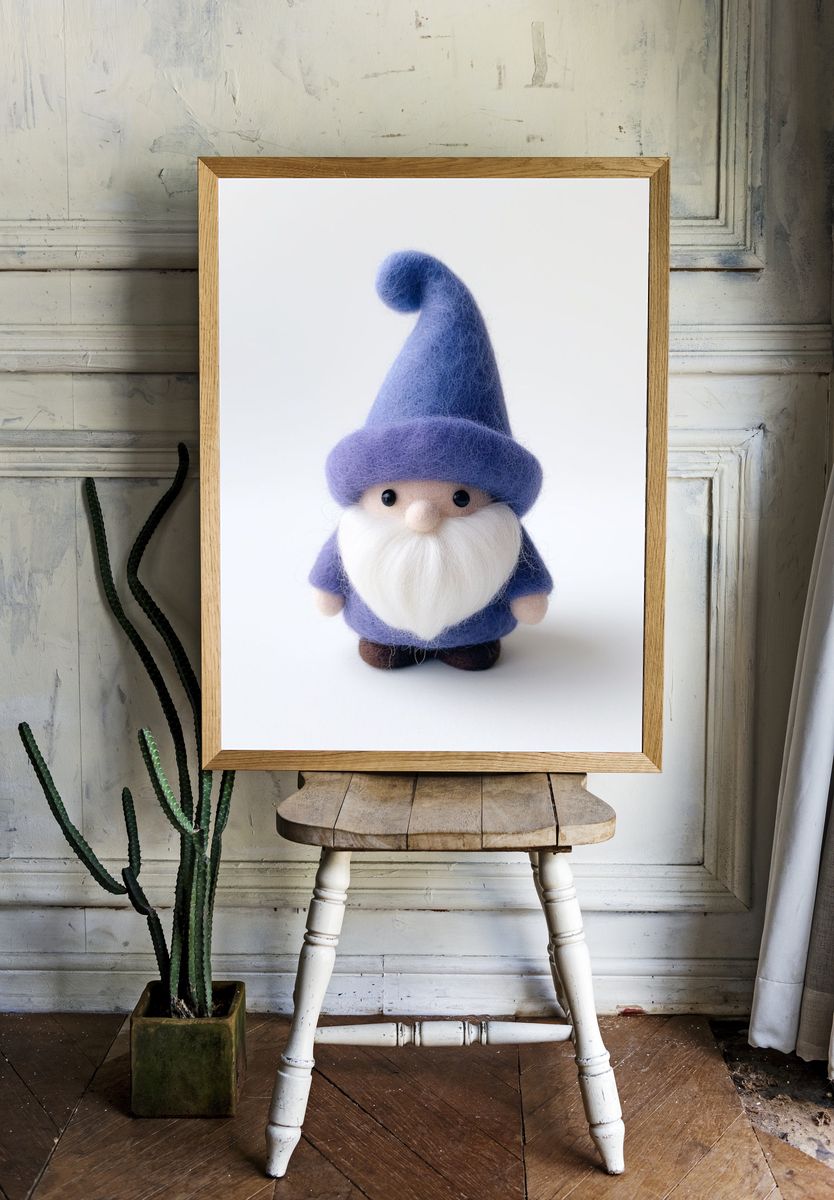 Felt Gnome Portrait Print. — room view 1