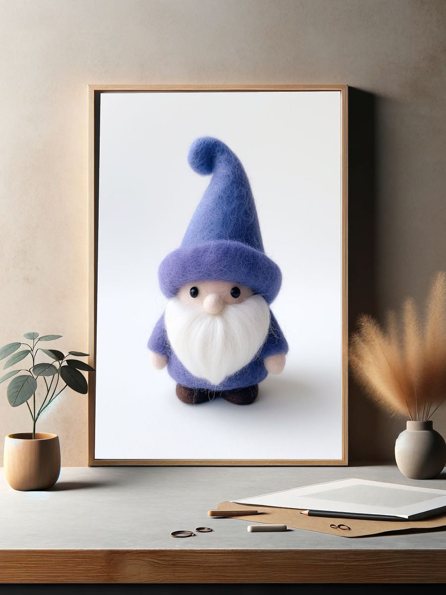 Felt Gnome Portrait Print. — room view 2
