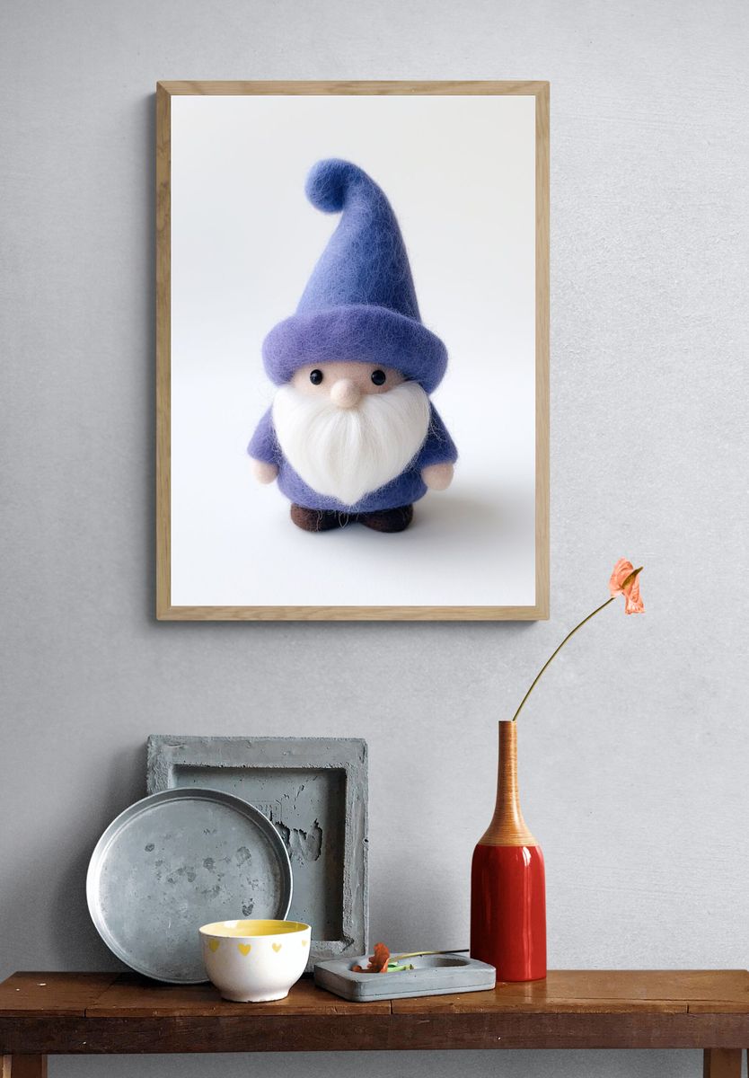 Felt Gnome Portrait Print. — room view 3