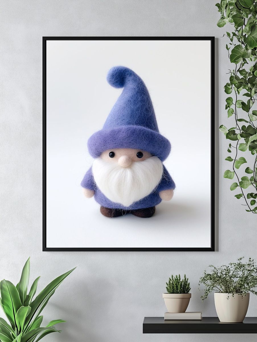 Felt Gnome Portrait Print. — room view 4