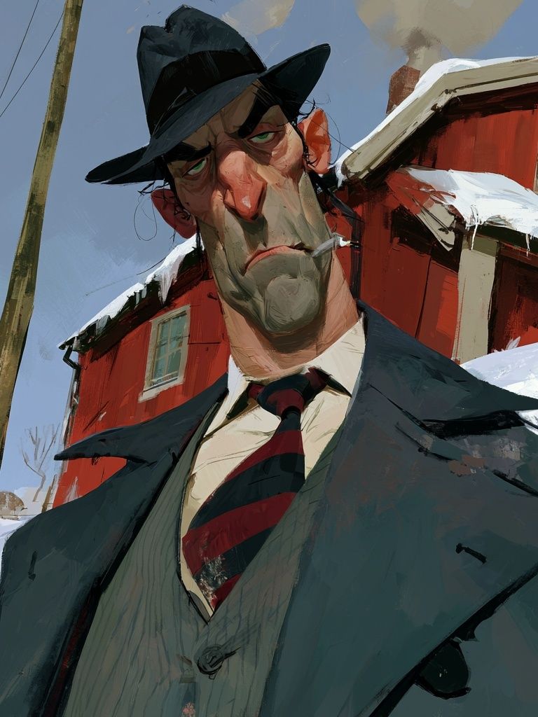 Brooding Detective Illustration Poster. poster detail