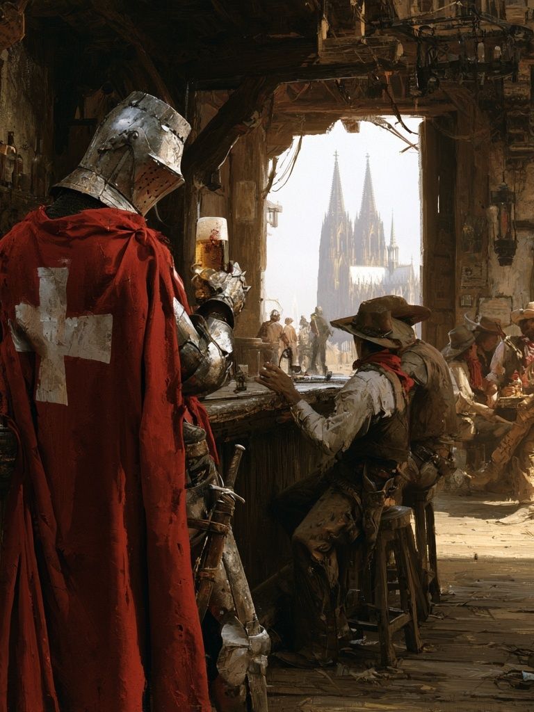 Medieval Tavern Scene Illustration Poster. poster — illustration art