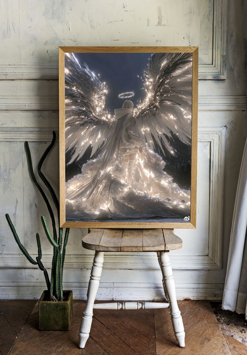 Celestial Angel Wings Illustration Print. — room view 1