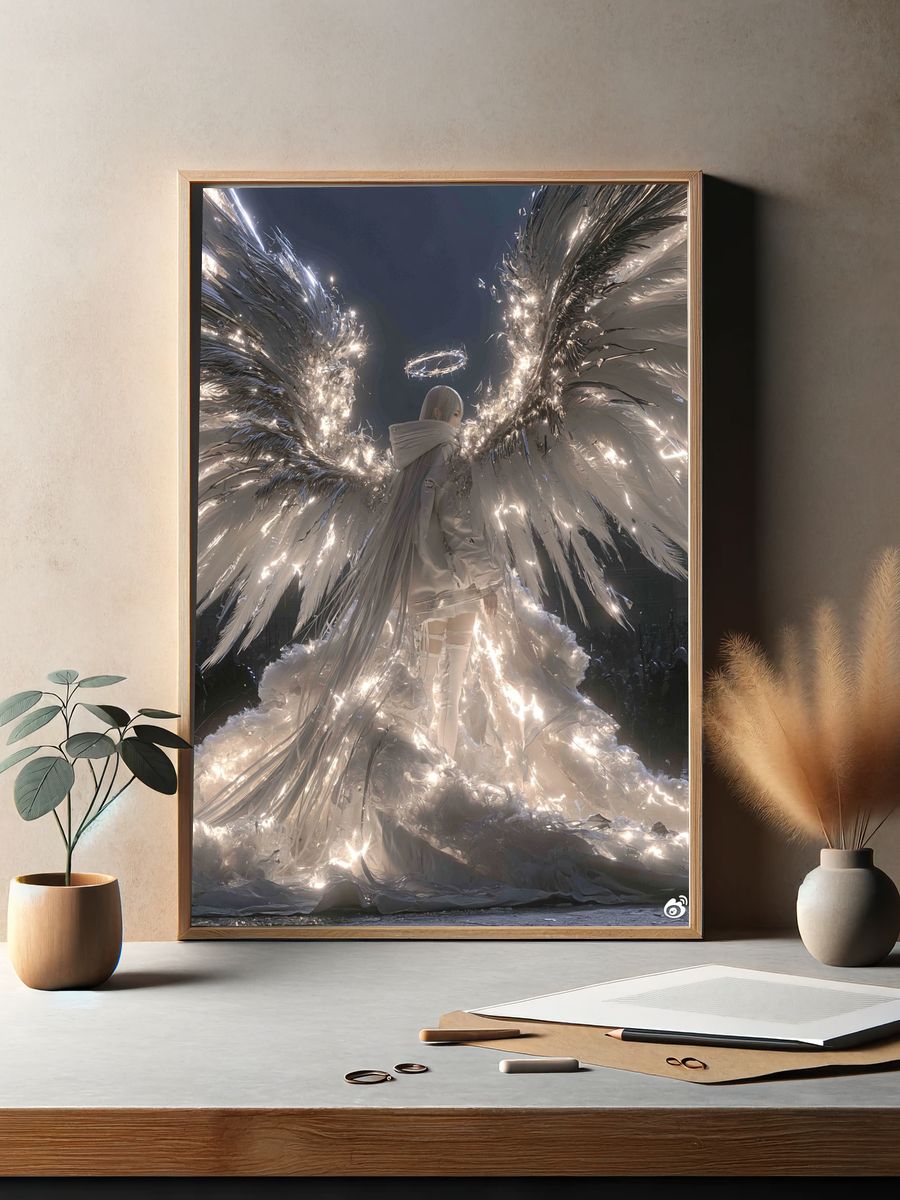 Celestial Angel Wings Illustration Print. — room view 2