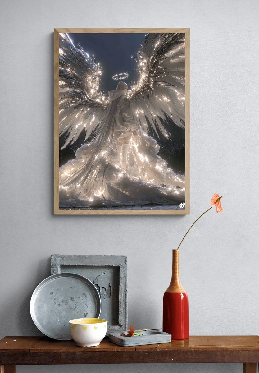 Celestial Angel Wings Illustration Print. — room view 3