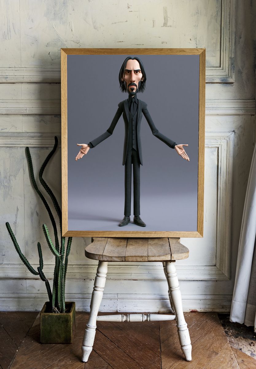 Stylized Dark Suit Character Poster. — room view 1