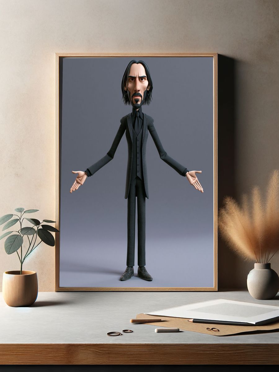 Stylized Dark Suit Character Poster. — room view 2