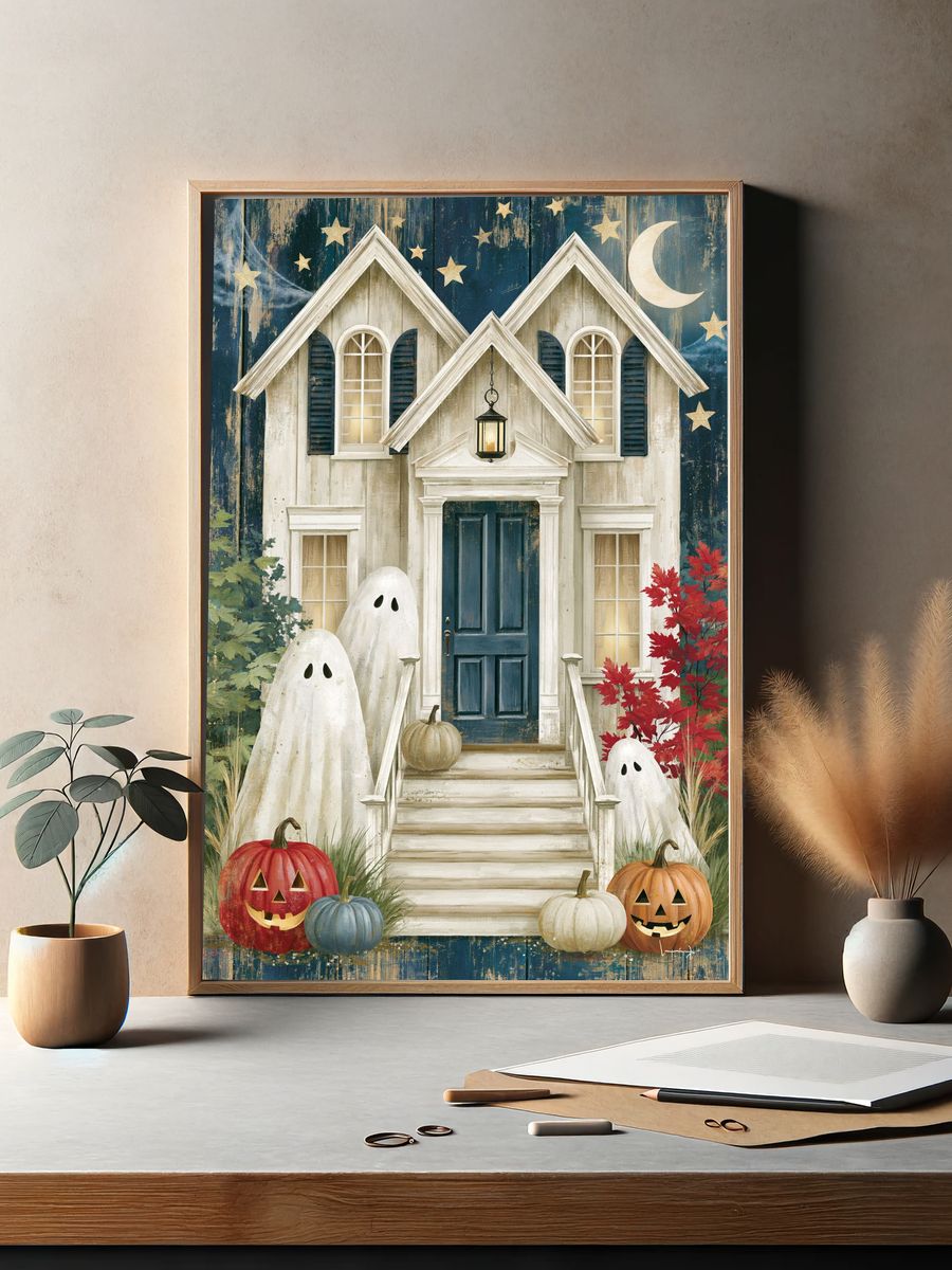 Haunted House Halloween Poster. — room view 2
