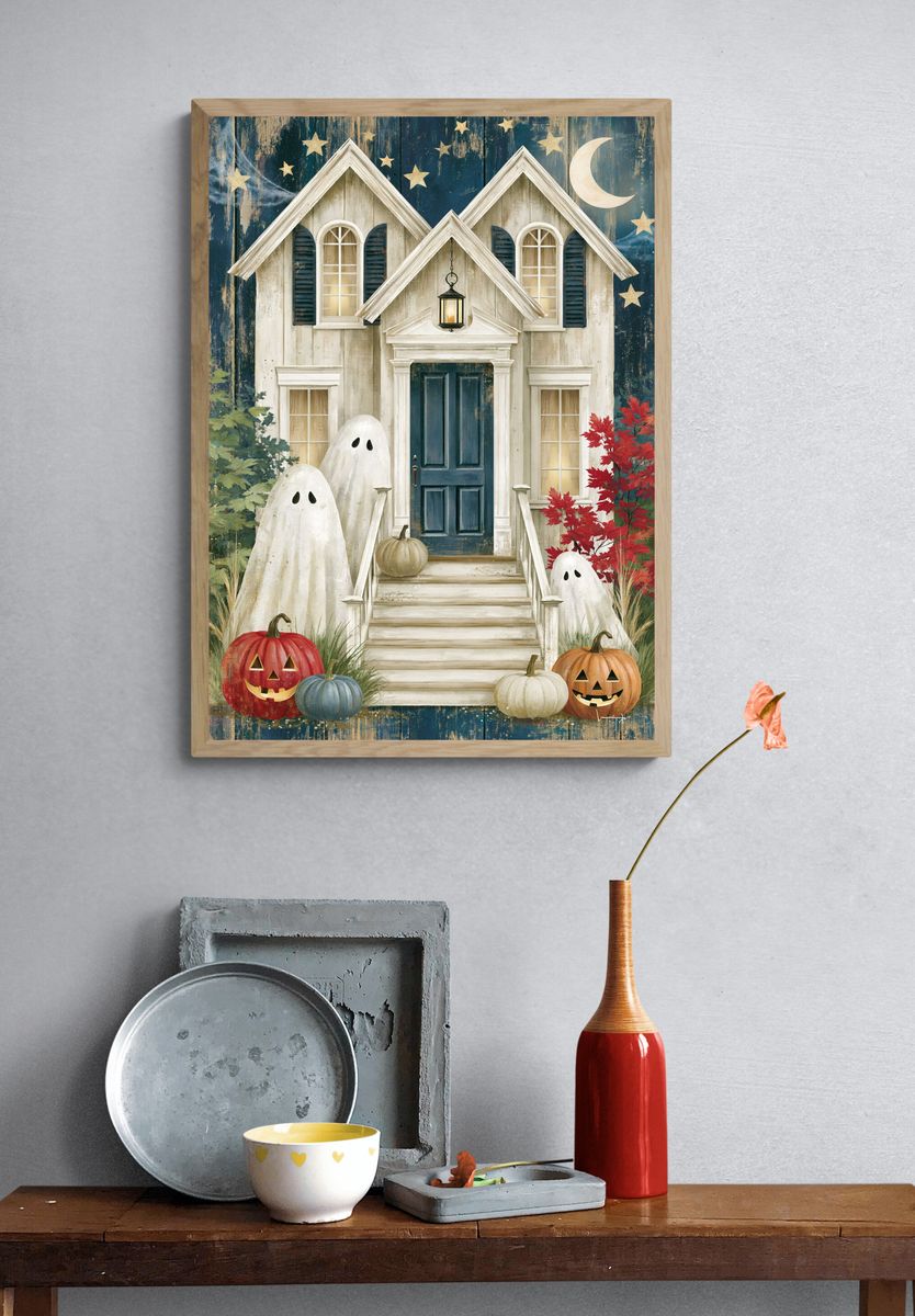 Haunted House Halloween Poster. — room view 3