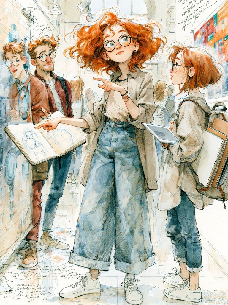 Art Students Watercolor Illustration Poster. poster detail