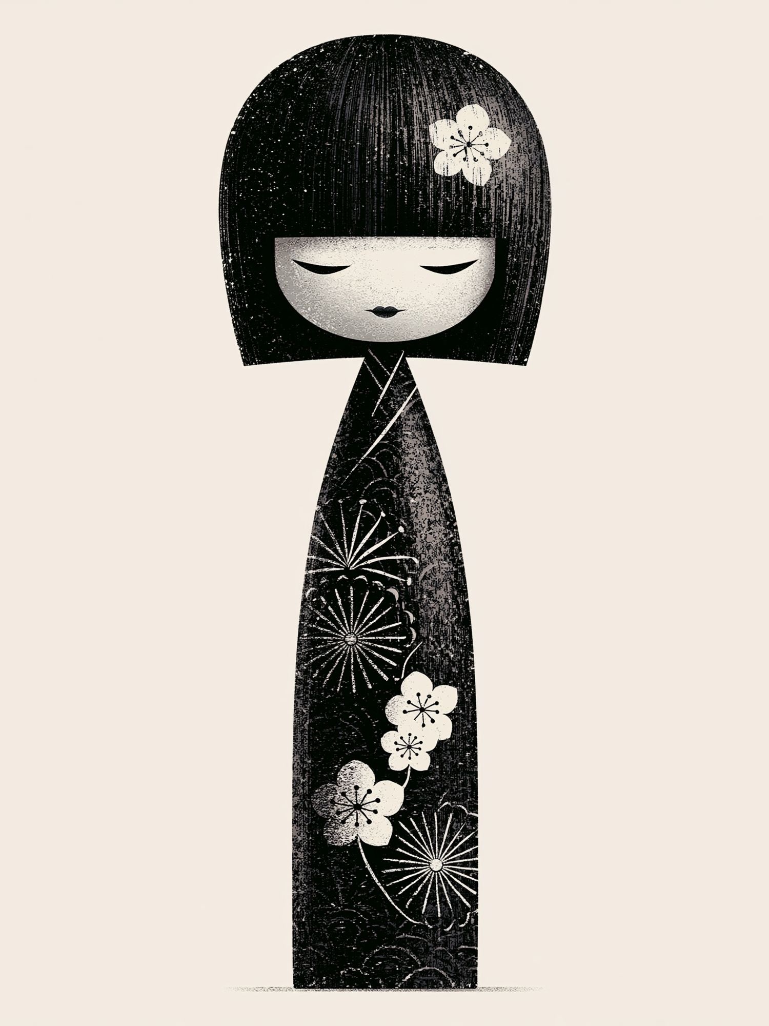 Kokeshi Doll Ink Print Poster. poster — illustration art