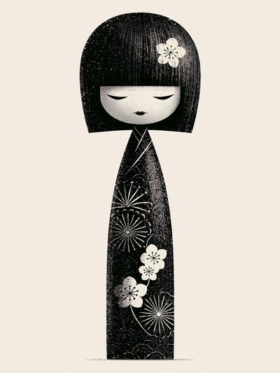 Kokeshi Doll Ink Print Poster. poster