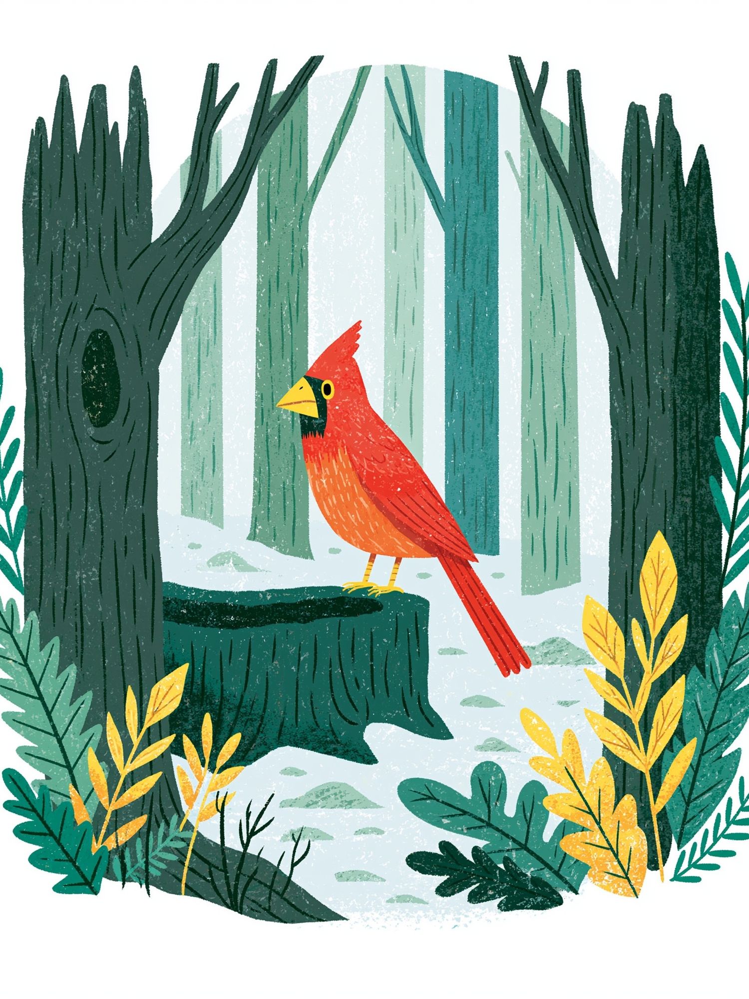 Cardinal Forest Illustration Poster. poster — illustration art