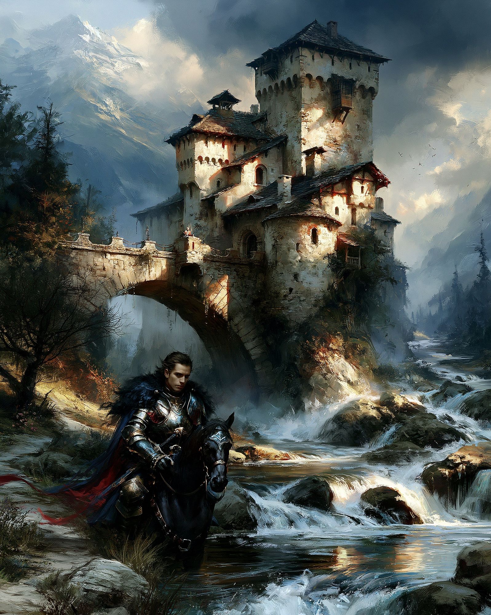 Knight at the Castle — Fantasy Print. poster — illustration art