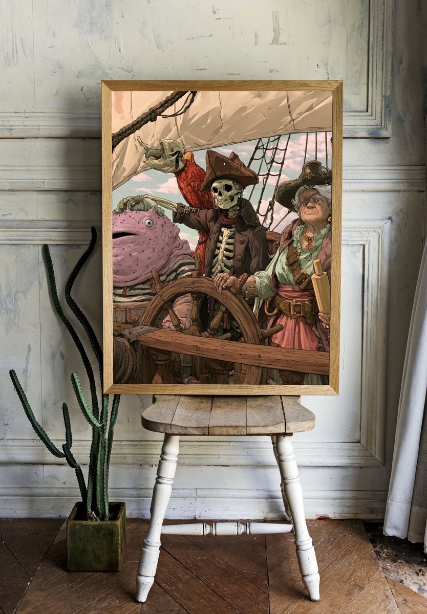 Pirate Crew Fantasy Illustration Poster. — room view 1