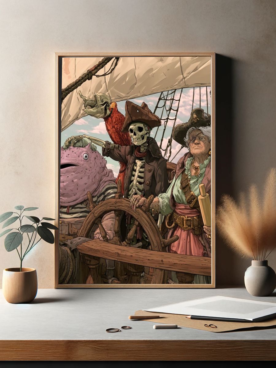 Pirate Crew Fantasy Illustration Poster. — room view 2