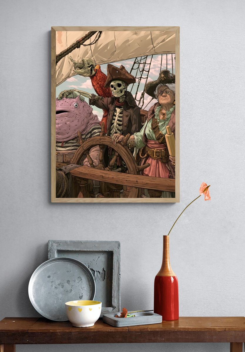 Pirate Crew Fantasy Illustration Poster. — room view 3