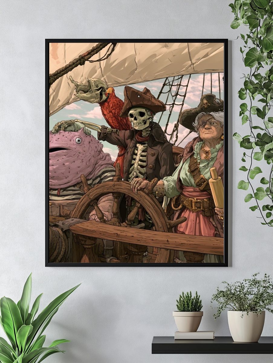 Pirate Crew Fantasy Illustration Poster. — room view 4