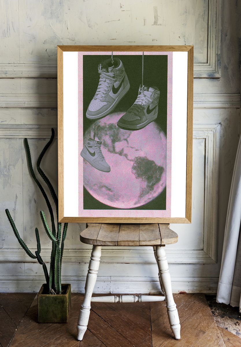 Sneaker Moon Collage Poster. — room view 1