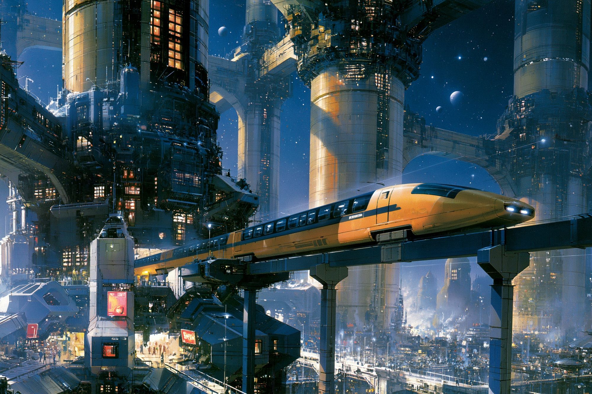 Futuristic Skytrain Cityscape Poster. poster — illustration art