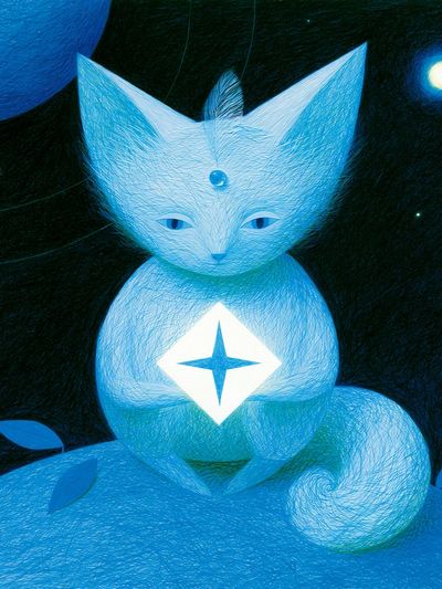 Celestial Cat Illustration Print. poster
