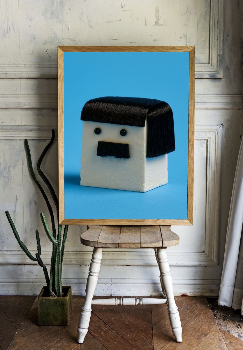 Minimalist Mustache Cube Poster. room preview