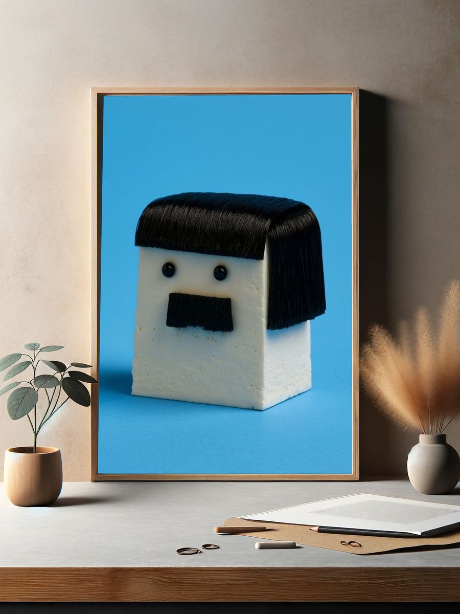 Minimalist Mustache Cube Poster. — room view 2