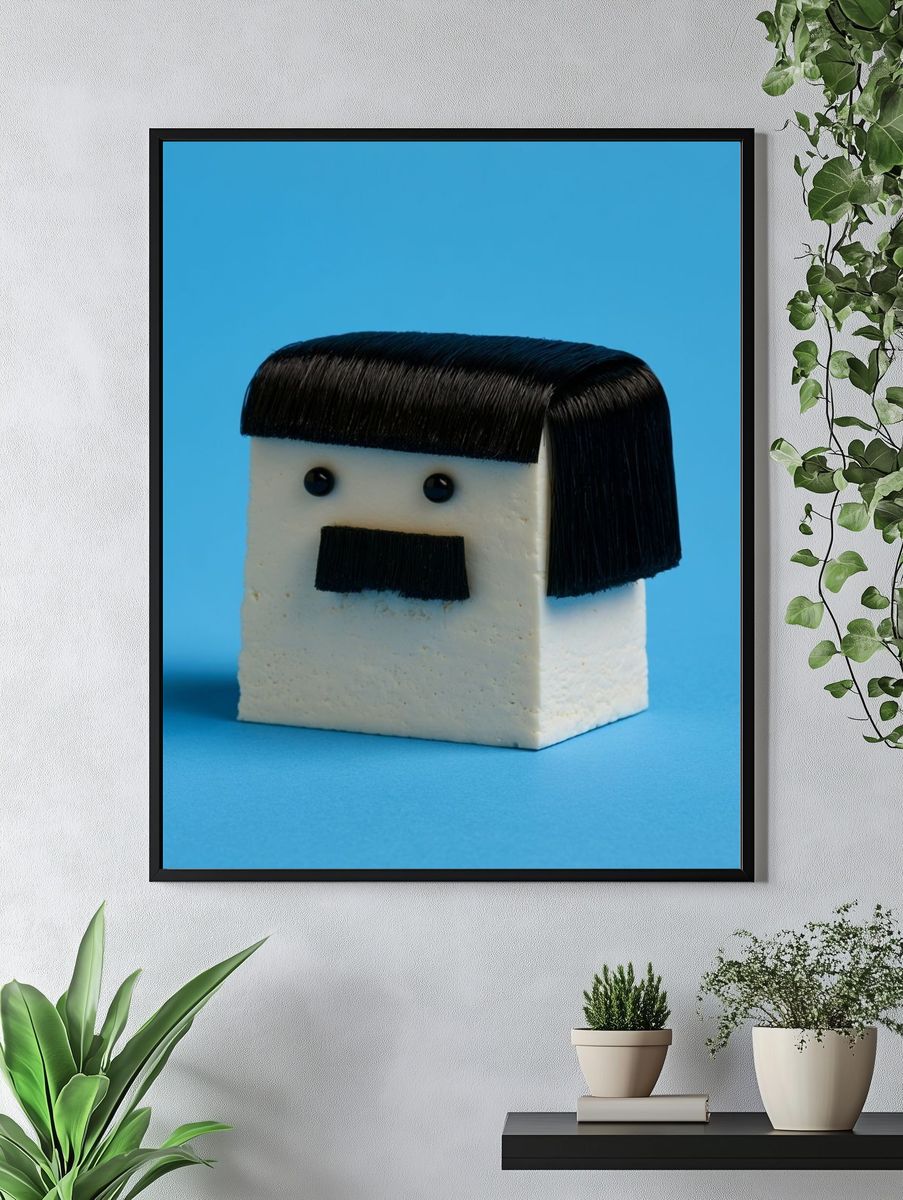 Minimalist Mustache Cube Poster. — room view 4