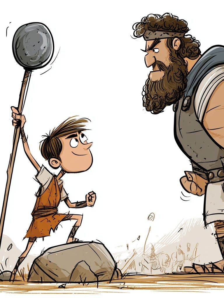 David and Goliath Illustration Poster. poster detail