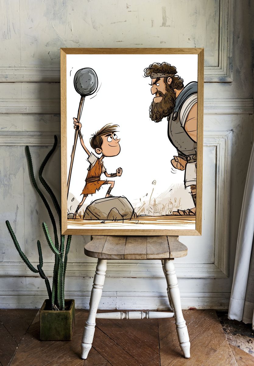 David and Goliath Illustration Poster. — room view 1
