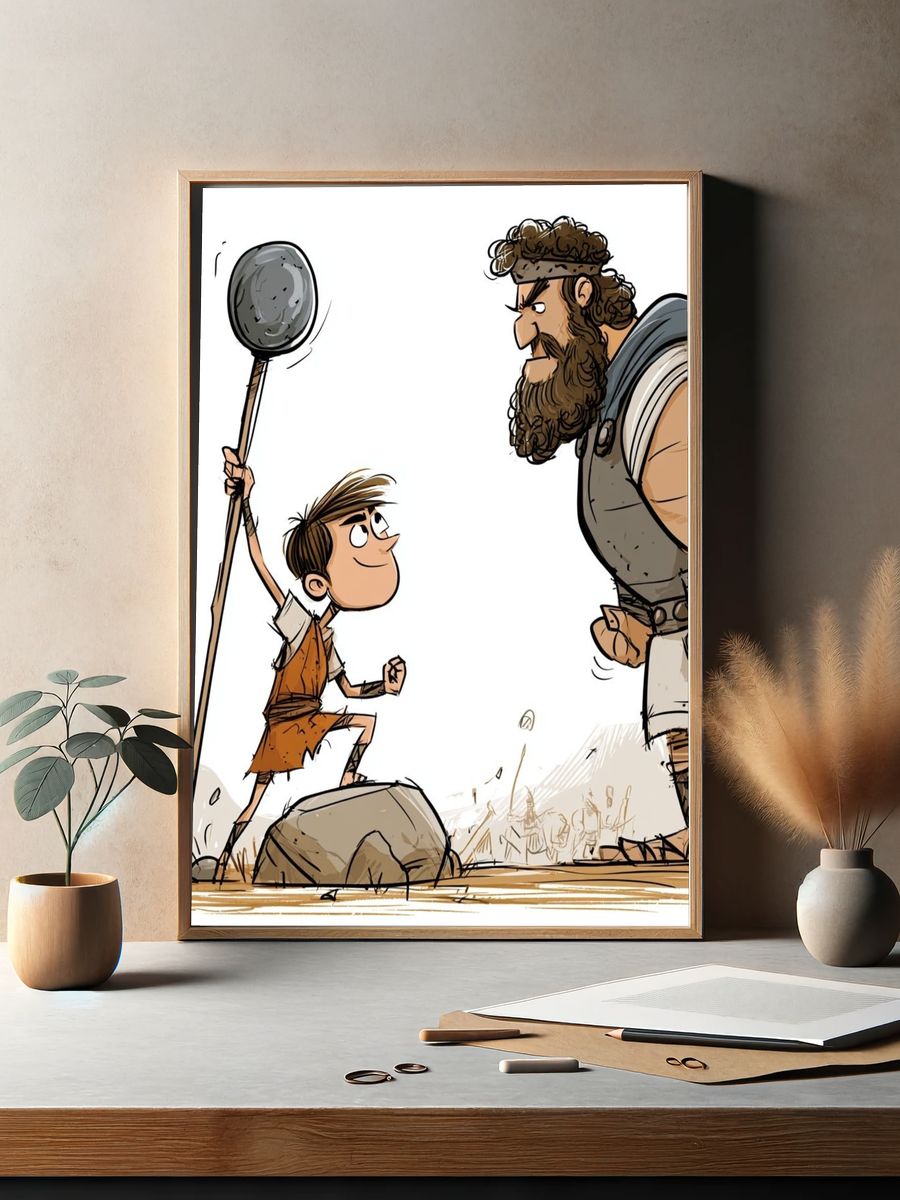 David and Goliath Illustration Poster. — room view 2