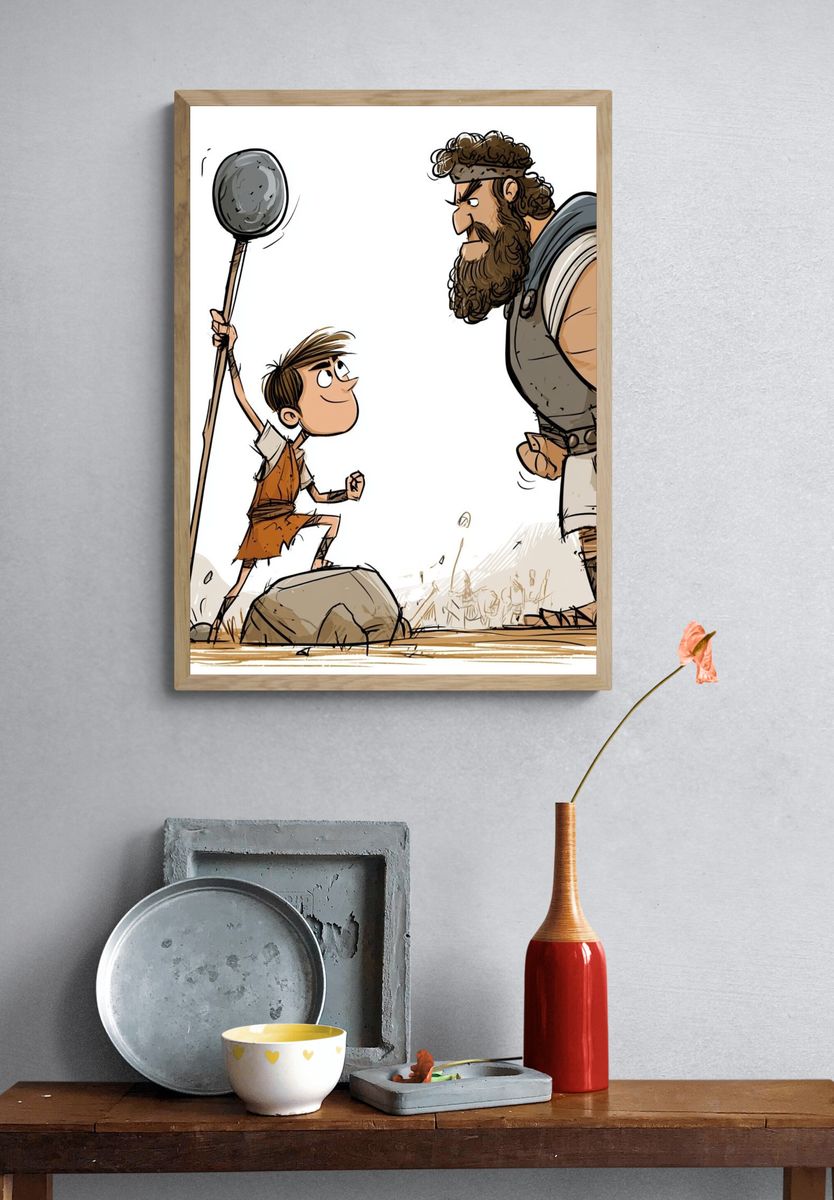 David and Goliath Illustration Poster. — room view 3