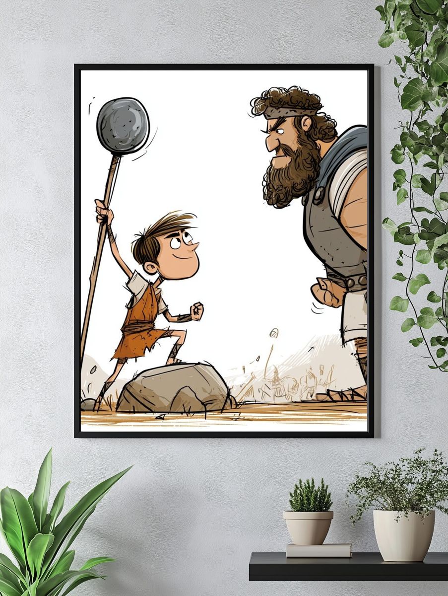 David and Goliath Illustration Poster. — room view 4