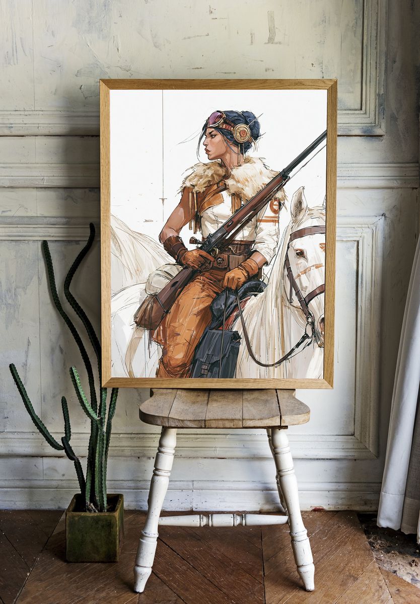 Cowgirl Rider Digital Art Poster. — room view 1