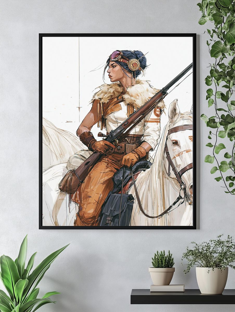 Cowgirl Rider Digital Art Poster. — room view 4
