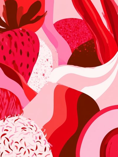 Strawberry Bloom Abstract Poster.