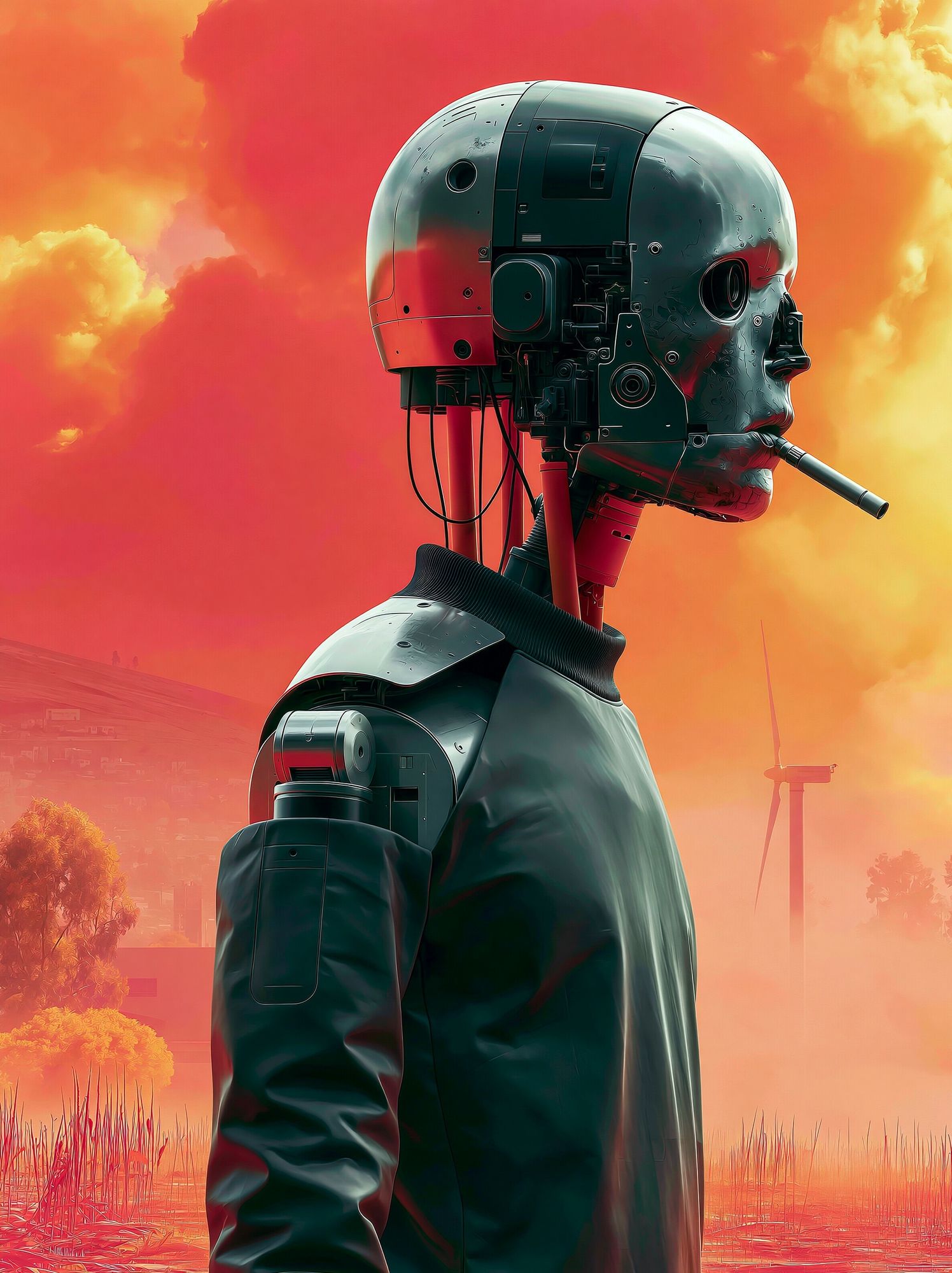 Cybernetic Skull Portrait Print. poster detail