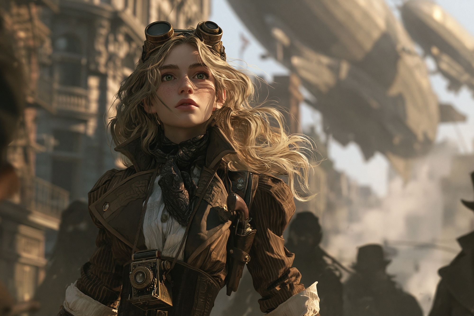 Steampunk Adventurer Portrait Print. poster — illustration art